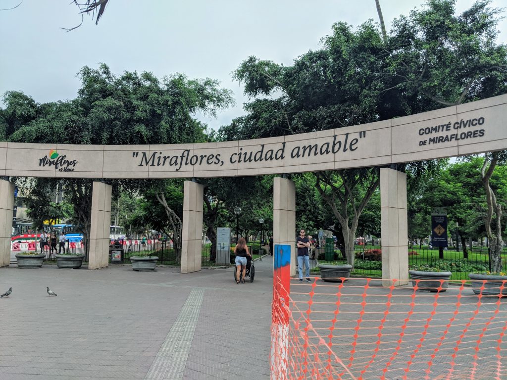 Entrance Miraflores Central Park Lima Peru